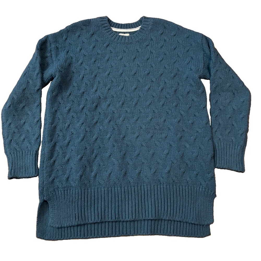 Fat Face Womens XL 10 Teal Green Cable Knit Sweater Long Sleeve Pullover Soft